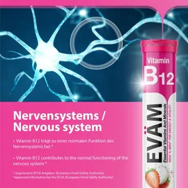 callaghan international EVÄM Vitamin B12 Brausetabletten Geschmack Erdbeere 20 St.