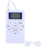 Mini Portable LCD FM Radio Digitalsignalverarbeitung Drahtloser Empfänger mit Kopfhörer für Außer Aktivitäten (weiß,grau)(Weiß)