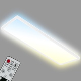 Briloner Leuchten - LED Deckenleuchte CCT, LED Deckenlampe Backlight, Ultra Flach, Dimmbar, Fernbedienung, Warmweiß, Neutralweiß, Kaltweiß, 580x200x30mm (LxBxH), 7403-016