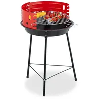 Relaxdays Holzkohlegrill, Ø 37 cm, Dreibein, Picknickgrill Garten &