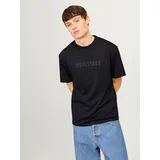 JACK & JONES Rundhalsshirt JORFREDERIKSBERG TEE SS CREW NECK NOOS schwarz M (50)