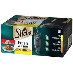 SHEBA Fresh&Fine 50x50 g Saucenbeutel für Huhn, Geflügel und Pute