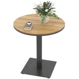 Outsunny - Gartentisch Ø70 cm, Wetterfest Rund Balkontisch mit Lamelldesign, Stahl Esstisch Outdoor, Campingtisch Beistelltisch, Terrassentisch für