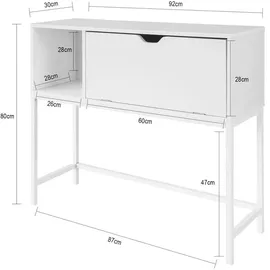 SoBuy Sideboard Konsolentisch Beistelltisch Flurtisch mit 1 Klappe Weiß FSB21-W