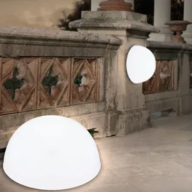 ETC Shop Solarleuchte Halbkugel Kugelleuchte Solar Außen Gartendeko Halbkugel, weiß, LED Leuchtmittel, d 20 cm, 2er Set