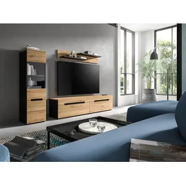 Home Affaire Wohnwand HOME AFFAIRE "REHAT, TOPSELLER, 3-teilig, wahlweise stehend und hängend montierbar", basalt grau, artisan eiche nachbildung, B:221cm H:141cm T:33cm, Holzwerkstoff, Kastenmöbel-Sets, Wohnwand, Kombination, Anbauwand, Set, Wohn-Set, Wohnzimmer-Set,