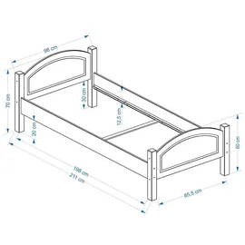 Idimex Massivholzbett 90 x 200 cm Beige