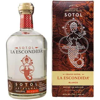 La Escondida Sotol Blanco | Traditionelle Mexikanische Spirituose | Handgefertigter Sotol | Weich & Ausgewogen | Mit Noten von Mandeln, Getreide & Karamell | 40% Vol. | 700 ml