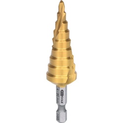 KS Tools Stufenbohrer 1/4″ HSS-TiN Stufenbohrer-Bit,Ø 4-20mm, 9 Stufen