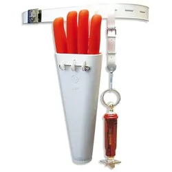 F. Dick Dick Messerköcher weiß für 4 Messer, mit Gürtel und Stahlhalteriemen