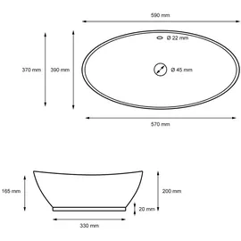 luxebath Aufsatzwaschbecken 59 x 20 cm