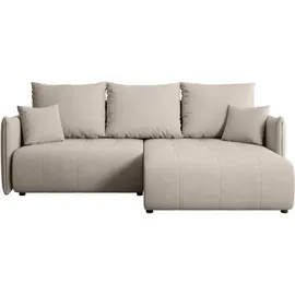 beautysofa L-förmiges Ecksofa HENRY MINI Rechts mit Schlaffunktion L-förmiges Ecksofa mit Bettkasten, 221 cm, Stoff: Paros2 (Hellbeige) - Beige