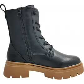 Marco Tozzi by Guido Maria Kretschmer Damen Stiefeletten zum Schnüren mit Reißverschluss Modern, Schwarz BLACK/NATURE 39