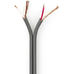 Nedis Audio Kabel - 2 x 0.16 mm2 - Kupfer - 100.0 m - Rund - PVC - Dunkelgrau - Rolle