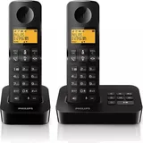 Philips Festnetztelefon D2652B/01 Dual - Haustelefon mit Anrufbeantworter - 1'6-Zoll-Display - Telefonbuch - Rufnummernerkennung - Kurzwahlnummern - Schwarz