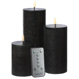 uYuni LED Kerzenset PIA 3 Größen schwarz