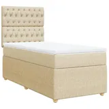 vidaXL Boxspringbett mit Matratze Creme 90x190 cm Stoff