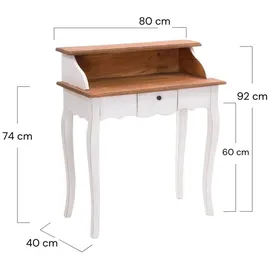 DESIGN DELIGHTS Sekretär, Weiß, Holz, 80x92x40 cm, Arbeitszimmer, Schreibtische, Sekretäre