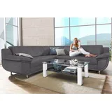 TRENDMANUFAKTUR Ecksofa »Rondo wahlweise mit Schlaffunktion, 267x247 cm (BxT), breite Armlehnen«, L-Form, wahlweise mit Federkern bestellbar, Füße chromfarben