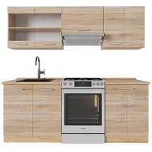 Vicco Küchenzeile R-Line 200 cm Sonoma/Goldkraft Eiche