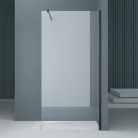 doporro Luxus Duschwand für Dusche Duschabtrennung 90x200cm Schwarz Walk-In Dusche 8mm ESG-Sicherheitsglas Klarglas inkl. Nanobeschichtung Bremen01K