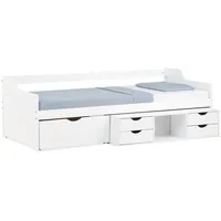 Homestyle4u Kinderbett Holzbett 90x200 Weiß Einzelbett Bettgestell Lattenrost Schubladen - Weiß