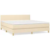 vidaXL Boxspringbett mit Matratze Creme 180x200 cm Stoff