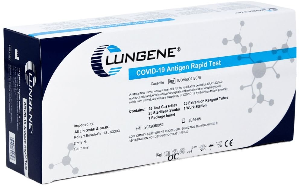 Clungene Antigen Schnelltest 25 Stück At079/20 Kombipackung St