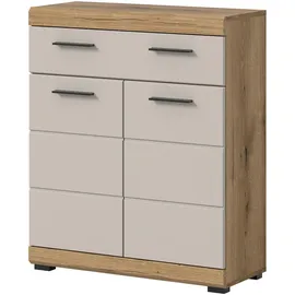 inn.furn Badezimmer, Kommode in Sand und Eiche 74 x 88 cm, Shawn