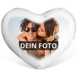 PhotoFancy® - Herzkissen mit Foto Bedrucken - Fotokissen in Herzform selbst gestalten (Herzkissen mit Foto im Verlaufsrahmen)