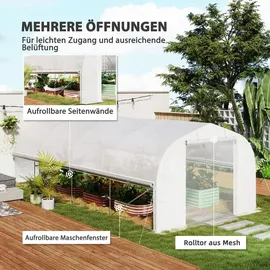 Outsunny Gewächshaus Stahl Weiß Folie 6 mm 18 m2