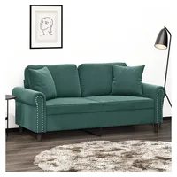 vidaXL 2-Sitzer-Sofa mit Zierkissen Dunkelgrün 140 cm Samt