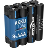 Ansmann Akku AAA 1050mAh NiMH 1,2V - Micro AAA Batterien wiederaufladbar, hohe Kapazität ideal für hohen Strombedarf wie Taschenlampe, Modellbau, Elektronisches Werkzeug, Kamera (8 Stück)