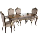 Stuhl Set 4x Lehn Stühle Esszimmerstuhl Holz Luxus Esszimmer Stoff Barock Stühle