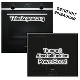 Siemens Backofen LightControl Teleskopauszug + Induktionskochfeld Booster autark 60cm