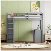 IDEASY Hochbett Hochbett mit Schreibtisch und Regalen, mit Schubladen, 90 x 200 cm, weiß/rosa, ohne Matratze und Dekoration