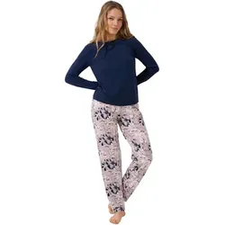 Lisca  Pyjamas/ Nachthemden Pyjama Hose weit Top langarm Ocean  in Blau, EU M