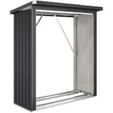 Outsunny Kaminholzregal Außen Metall 150 x 66,5 x 150 cm Dunkelgrau