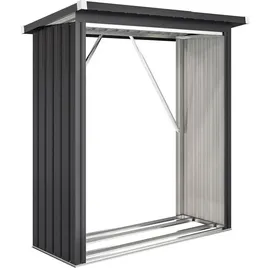 Outsunny Kaminholzregal Außen Metall 150 x 66,5 x 150 cm Dunkelgrau
