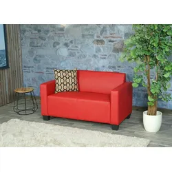 Mendler 2er Sofa Couch Lyon Loungesofa Kunstleder ~ rot