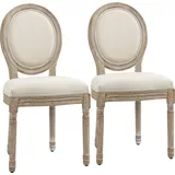 Homcom 2er Set Esszimmerstühle Vintage Küchenstuhl Polsterstuhl mit Rückenlehne Linen-Touch Gummiholz 49 x 56 x 96 cm Aosom