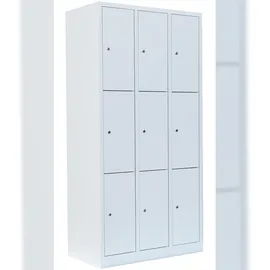 Steelboxx Schließfachschrank 9 Fächer Stahl 180x88,5x50 cm weiß