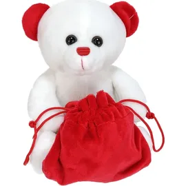 BEMIRO Weißer Teddybär klein mit rotem Sack zum Befüllen - ca. 19 cm