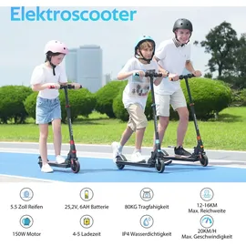 RCB Elektroroller für Kinder 12-16km Reichweite, Einstellbare Geschwindigkeit und Höhe, Faltbarer Elektroroller für Kinder, und Jugendliche - bis zu 20 Km/h, Max. 16Km, Faltbar Geschenk Kinder