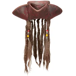 Gilman Piratenhut in Lederoptik mit Haaren - OS