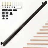 Handlauf Treppe Innen Treppengeländer Schwarz Handläufe für Treppen Matte Metal, Geländer Treppe, Treppenhandlauf, Wandhandlauf, Wand Treppe für Innen & Außen Wohnung Küchen (150cm(59.1IN))