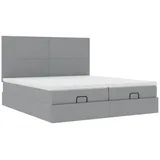 vidaXL Ottoman-Bett mit Matratzen Hellgrau 200x200 cm Stoff