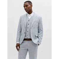 JACK & JONES "JPRMARTIN SUMMER BLZ LINEN BLEND NO06 SN", Herren, Gr. 52, faded denim fit:slim fit, Web, Obermaterial: 70% Baumwolle, 30% Leinen, unifarben, slim fit normal, V-Ausschnitt, gerader Abschluss, Sakkos Sakko, Baumwollmischung, slim fit