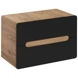 Lomadox Waschbeckenschrank NEW-LUTON Wotan Eiche Nb. 2 Schubkästen 80/53/46 cm grau 80 cm x 53 cm x 46 cm