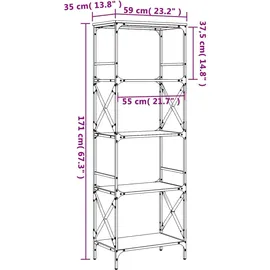 vidaXL Bücherregal 5 Böden 76 x 32 x 158 cm Grau